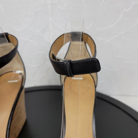 Marc by Marc Jacobs Logo Disc Womens Sandals Size 9 Black Cork Leather Wedge - Picture 7 of 16